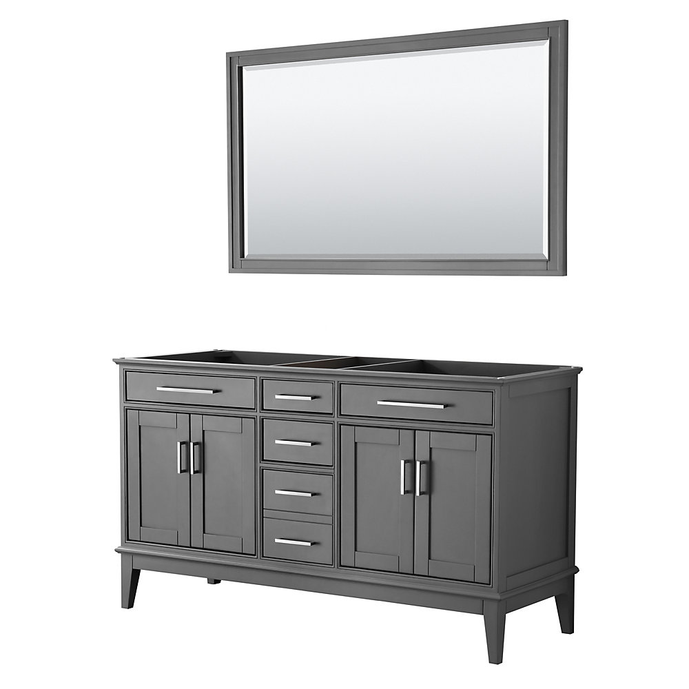 Margate 60 Inch Double Vanity In Dark Gray No Countertop No Sink 56 Inch Mirror