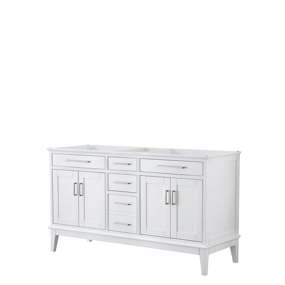 Margate 60 Inch Double Vanity In White No Countertop Sink Mirror