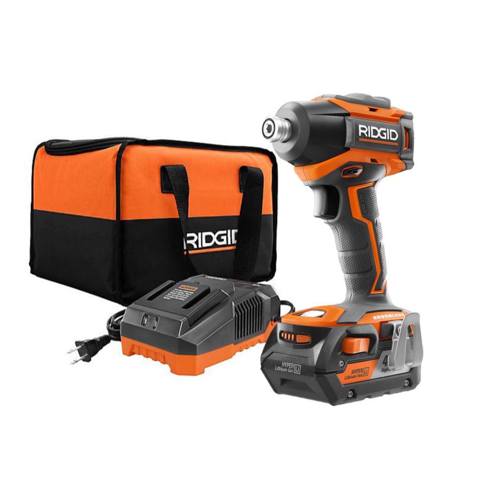 RIDGID 18V Brushless Impact Driver Kit with 4.0 Ah Battery and Charger