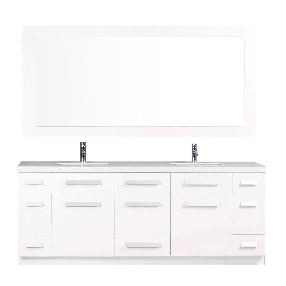 Design Element Moscony 84 inch Double Vanity in White with Matching Mirror  The Home Depot Canada