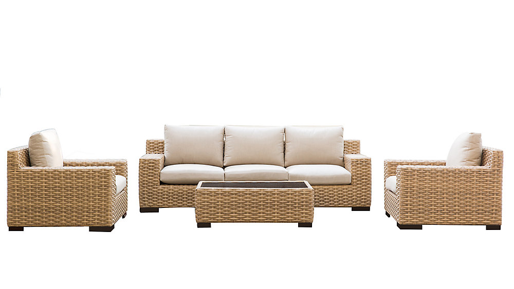 Patio Plus Cabana Tan 4 Piece Conversation Set With Beige Cushions Patio Plus Cabana Tan 4 Piece Conversation Set With Beige Cushions