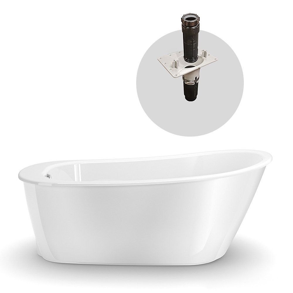 Sax Freestanding Bathtub In White With F2 Drain
