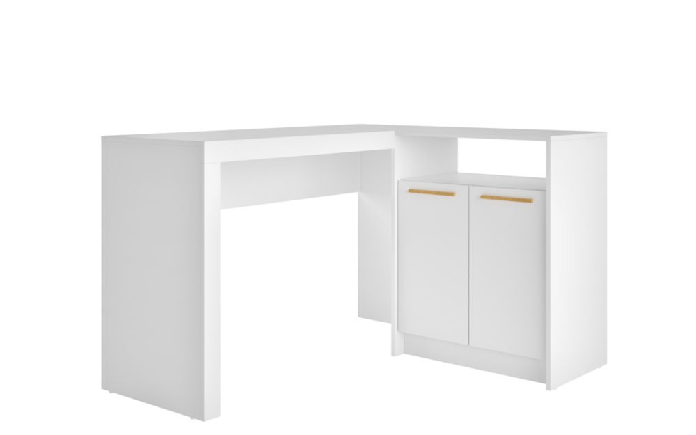 Manhattan Comfort Kalmar L-Shaped Office Desk in White | The Home Depot ...