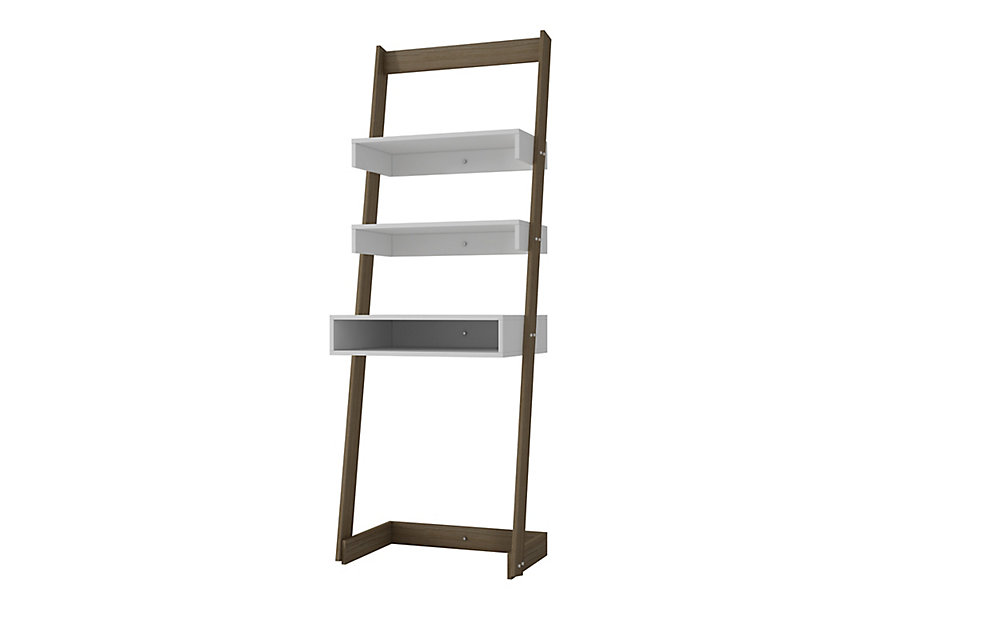 Carpina Ladder Desk With 2 Shelves In White And Oak