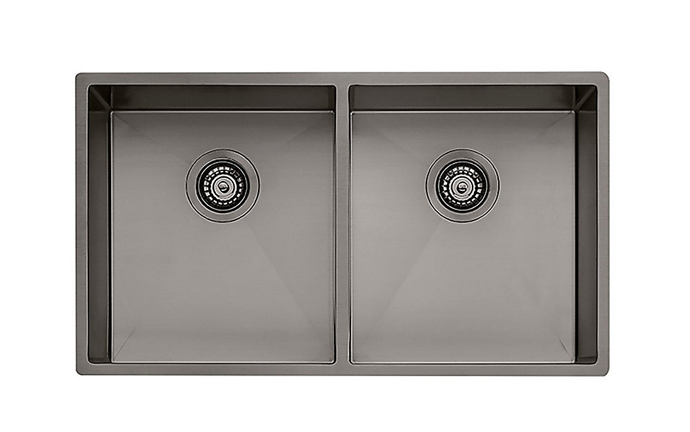 Stainless Steel Double Bowl Universal Mount Sink In Gunmetal 31 Inch X 17 5 Inch X 8 Inch