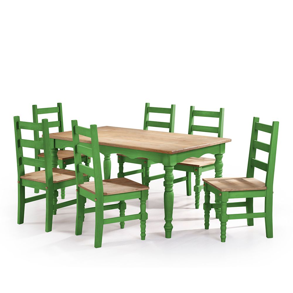 Manhattan Comfort Jay 7-Piece Solid Wood Dining Set with 6 ...