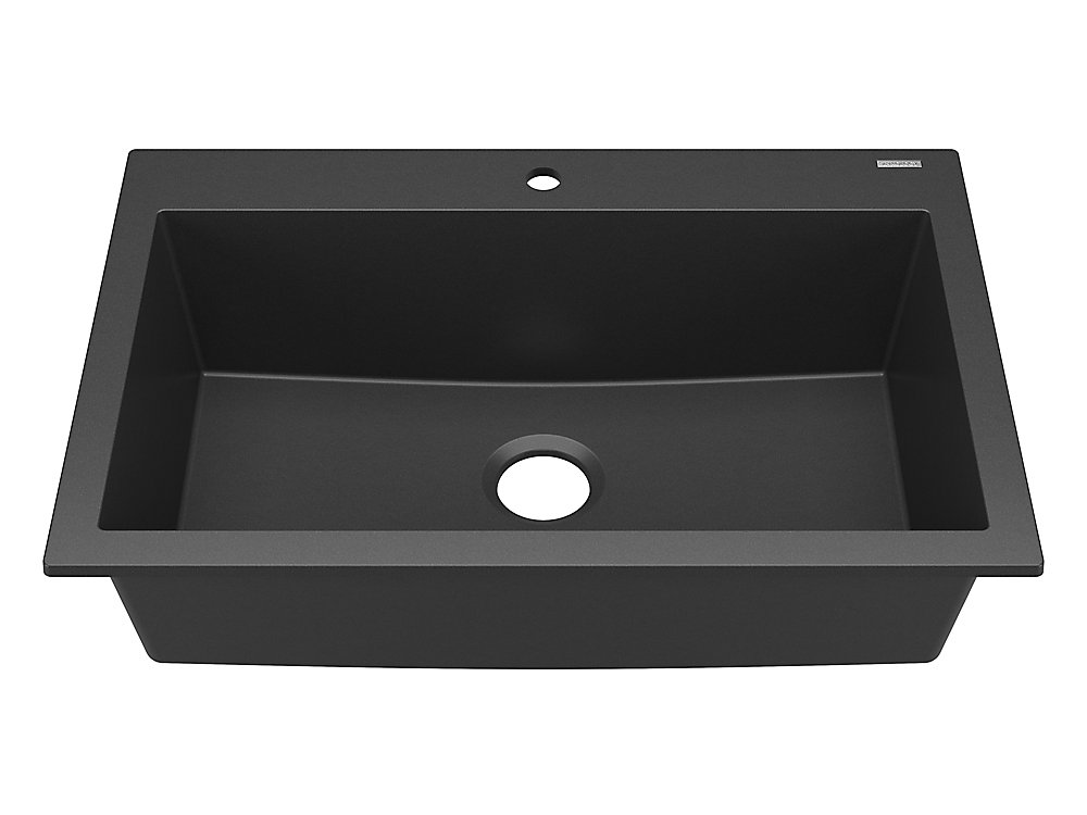 Camille Drop In Or Undermount Granite Composite 33 Single Bowl Kitchen Sink Matte Black
