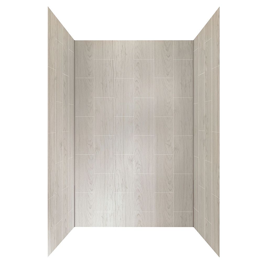 shower bay glacier inch driftwood foremost grey system kit jetcoat walls surrounds