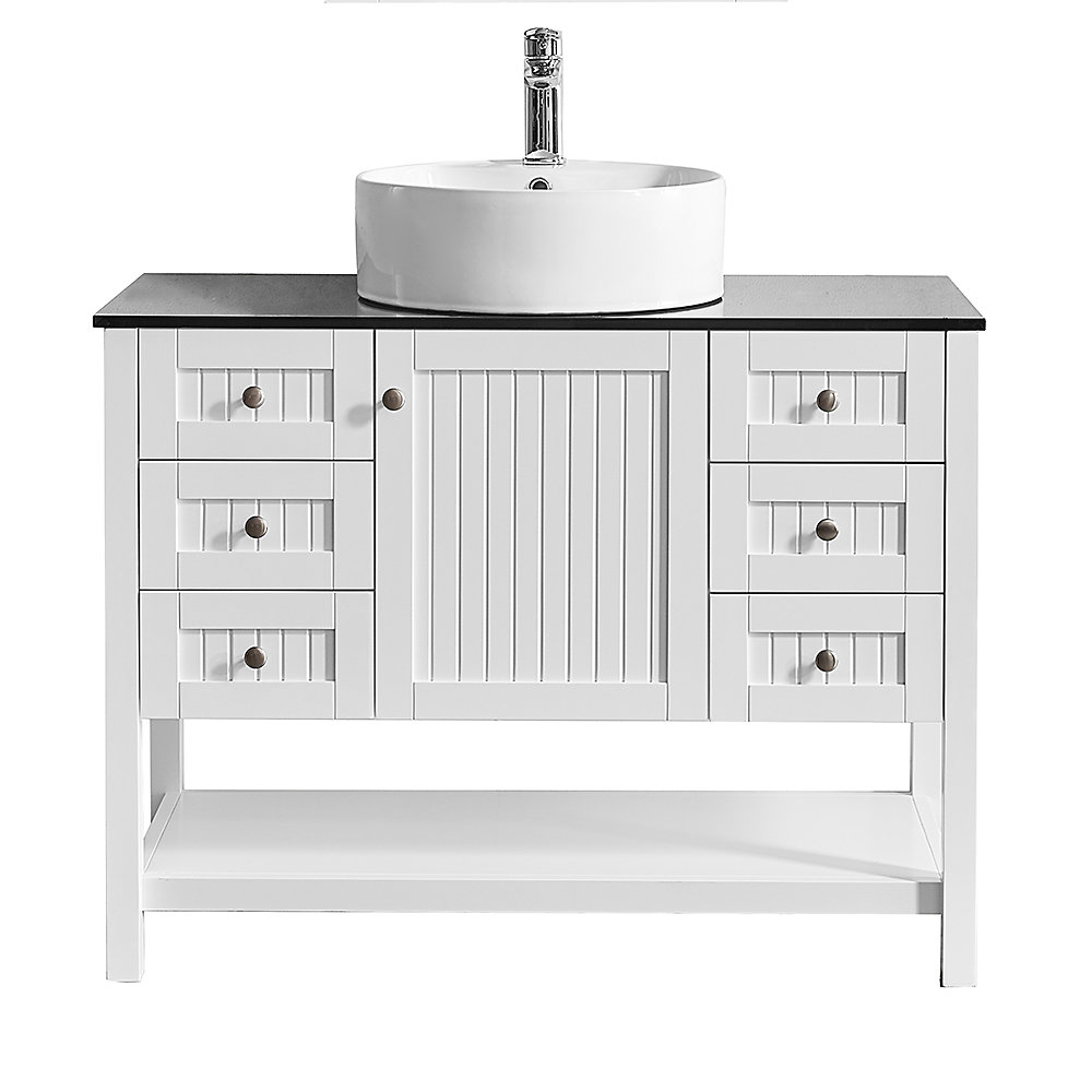 Vinnova Modena 42 Inch Vanity In White With Glass