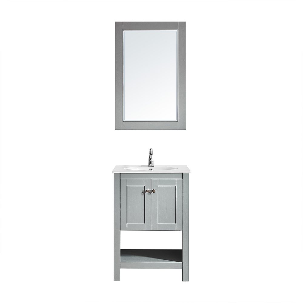 Vinnova Belvedere 24 Inch Single Vanity In Elegant Grey With White Drop In Acrylic Basin W The Home Depot Canada