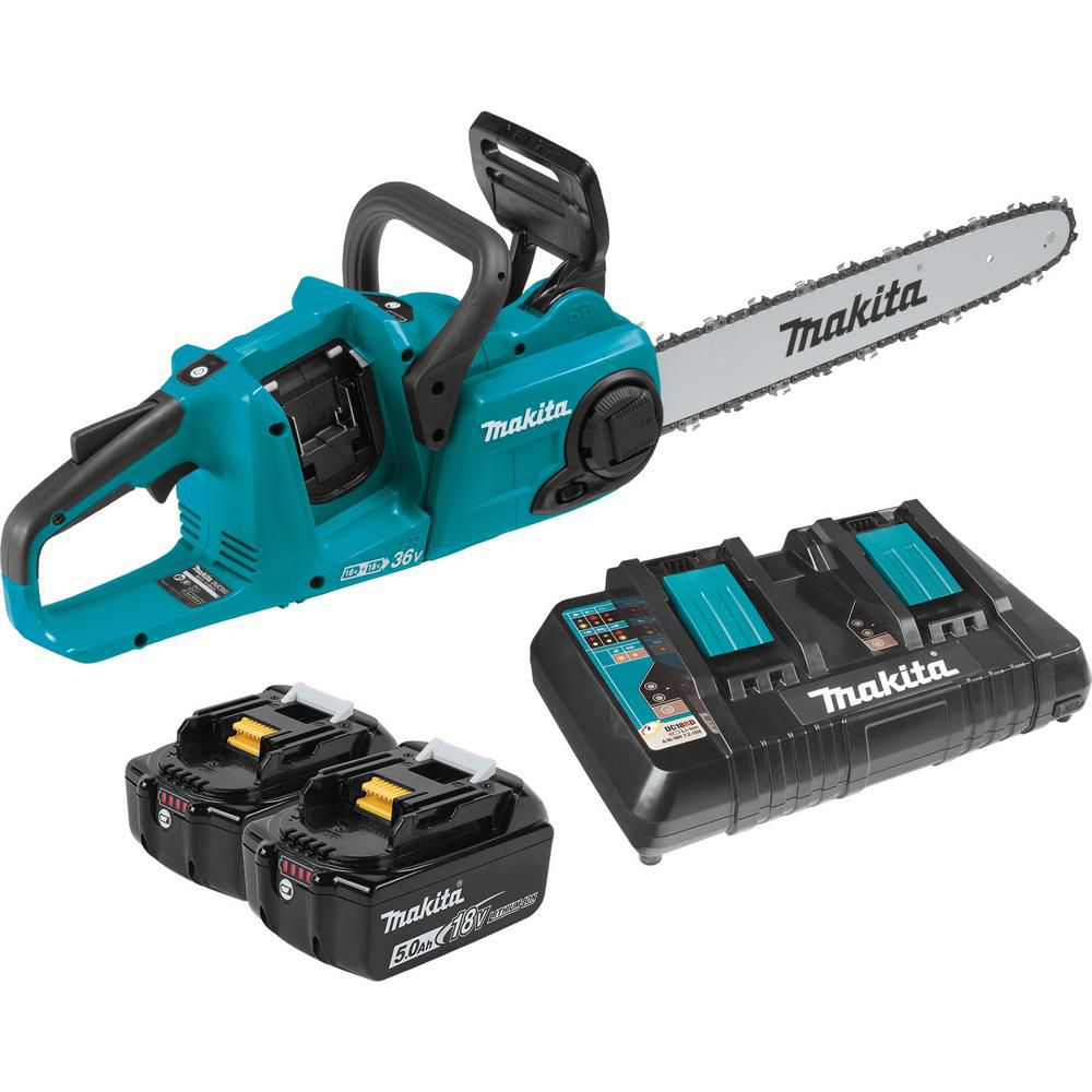 MAKITA 16inch 18Vx2 LXT Cordless Chainsaw with 2 x 5.0Ah LiIon