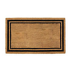 Simple 18-inch x 30-inch Indoor/Outdoor Rectangular Coir Door Mat with Black Printed Border