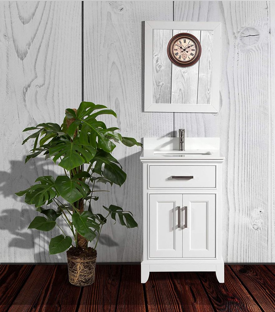 Vanity Art Genoa 24 inch Vanity in White with Single Basin Vanity Top