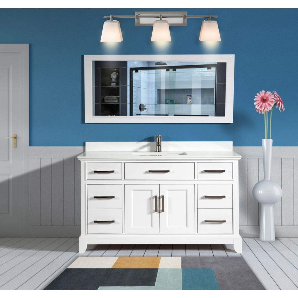 Vanity Art Genoa 60 Inch Vanity In White With Single Basin