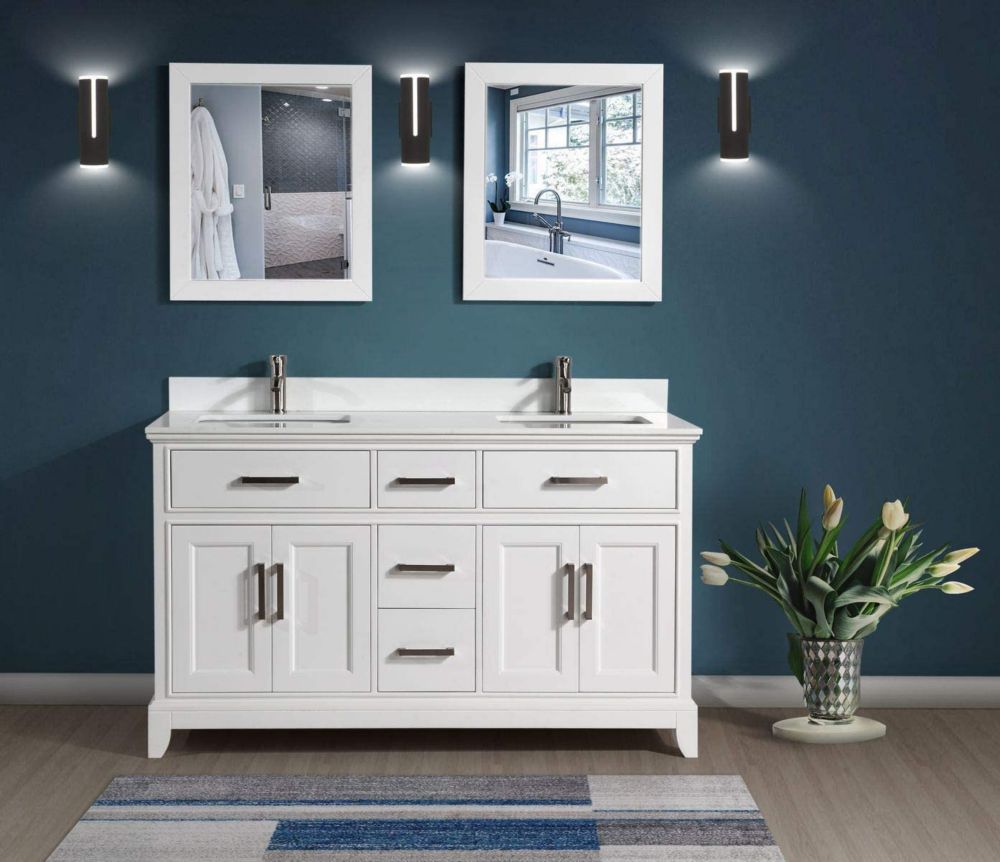 Vanity Art Genoa 72 inch Vanity in White with Double Basin Vanity Top ...