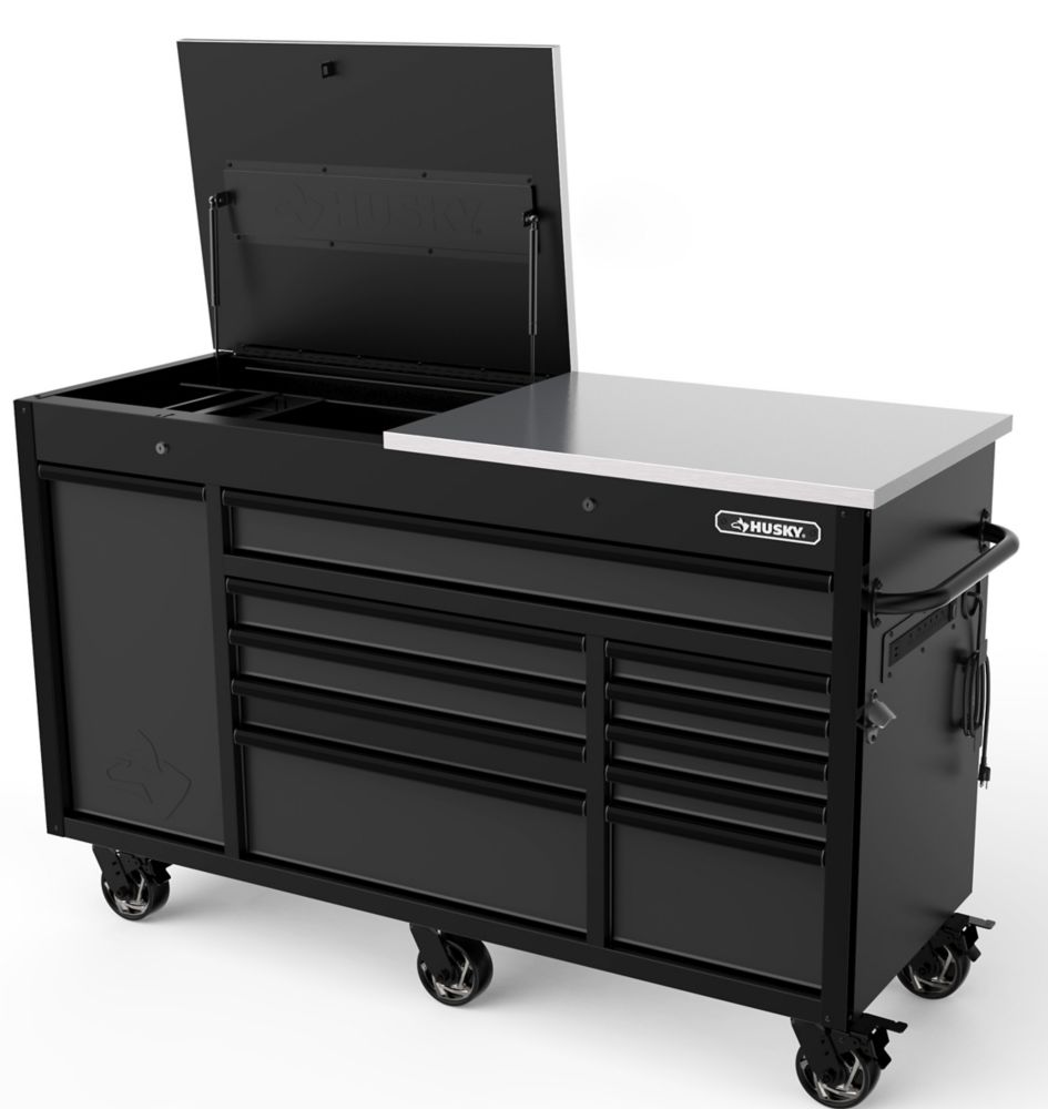 HUSKY Établi Mobile de 1,6 M À 11 Tiroirs avec plan de travail qui s