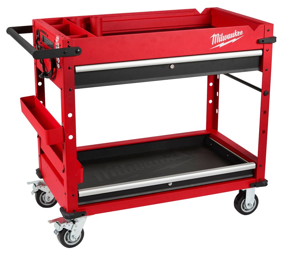 Milwaukee Tool 40inch 2Drawer Steel Work Cart with Parts Tray and