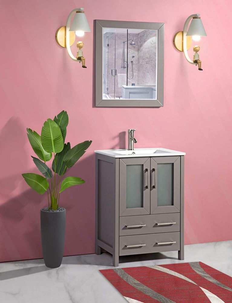 Vanity Art Brescia 24 inch Bathroom Vanity in Grey with ...