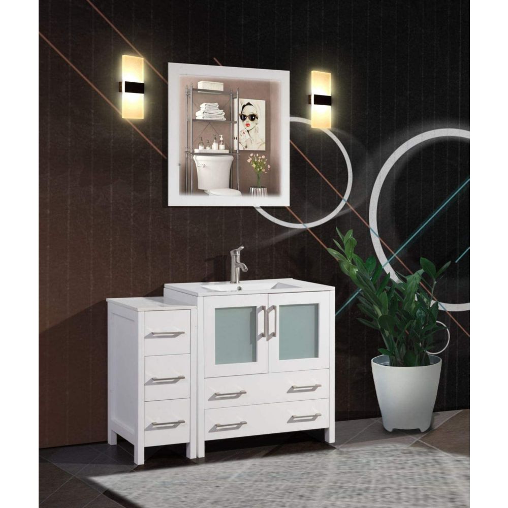 Vanity Art Brescia 42 inch Bathroom Vanity in White with ...