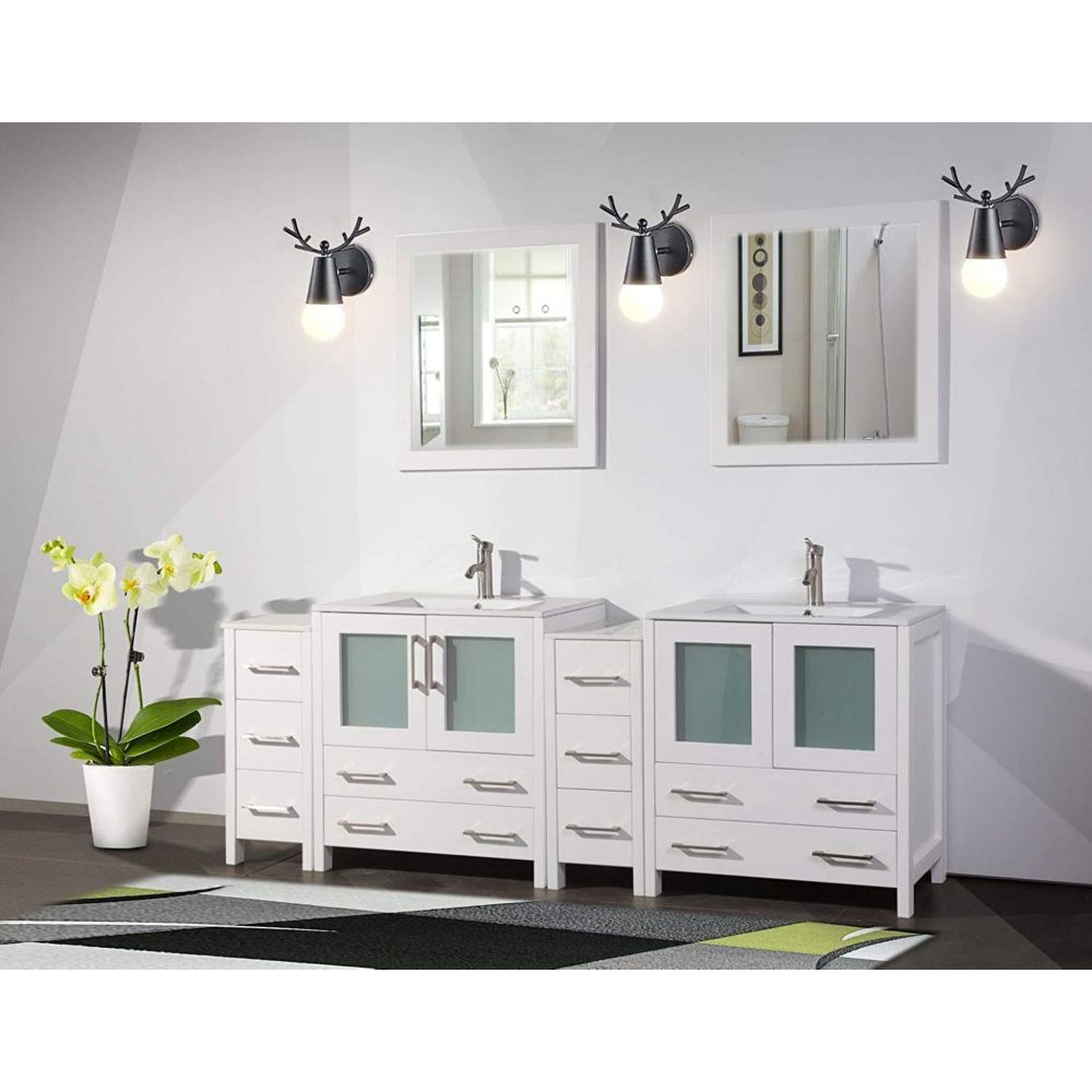 White 84 Inch Bathroom Vanity With Top