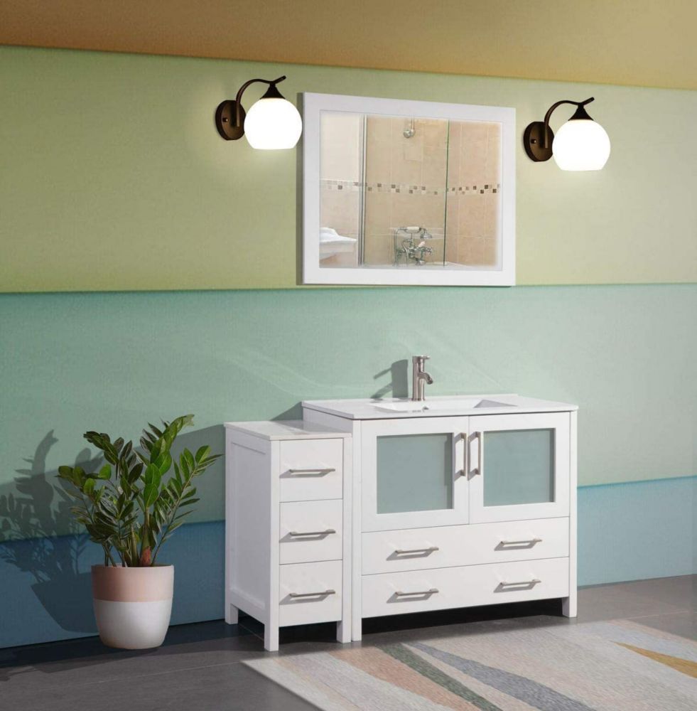 Vanity Art Brescia 48 inch Bathroom Vanity in White with Single Basin