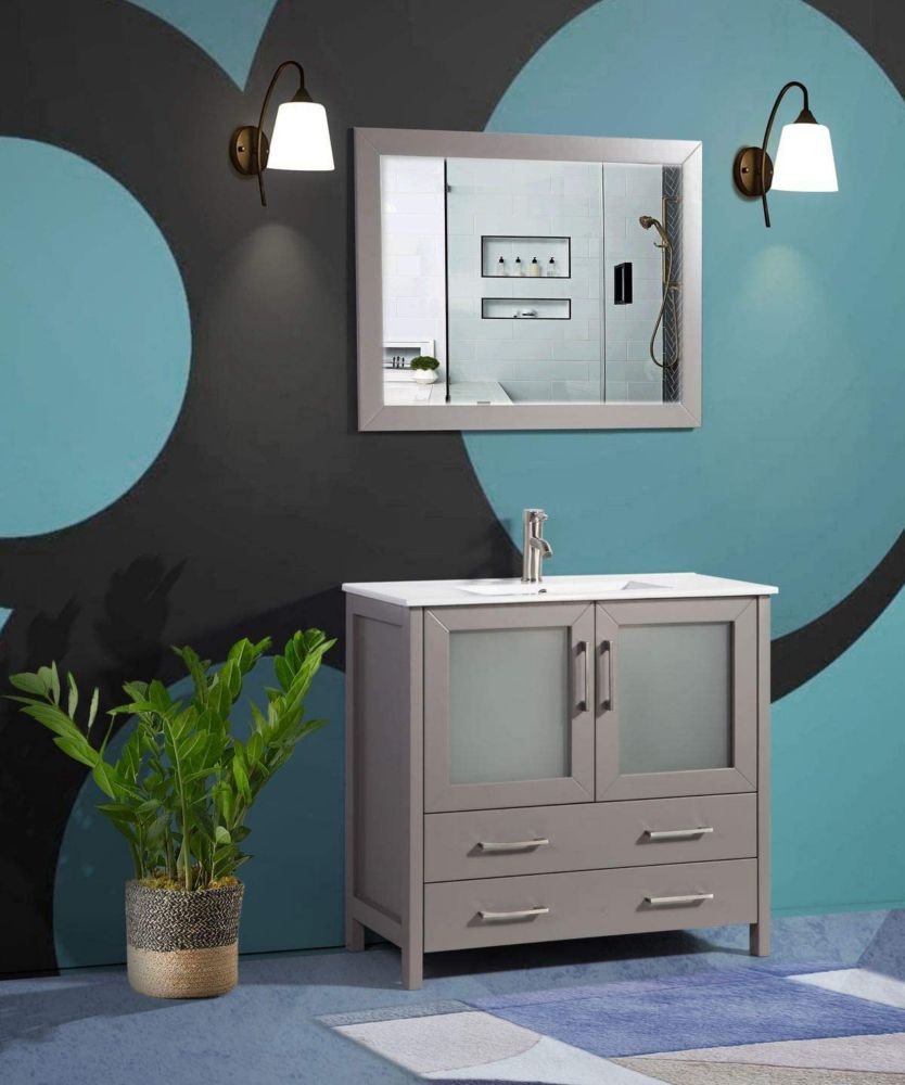 Vanity Art Brescia 36 inch Bathroom Vanity in Grey with Single Basin ...