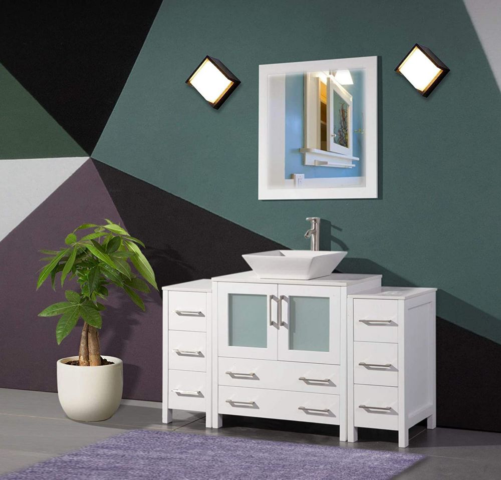 Vanity Art Ravenna 54 Inch Bathroom In White With Single Ravenna 54 Inch Bathroom Vanity