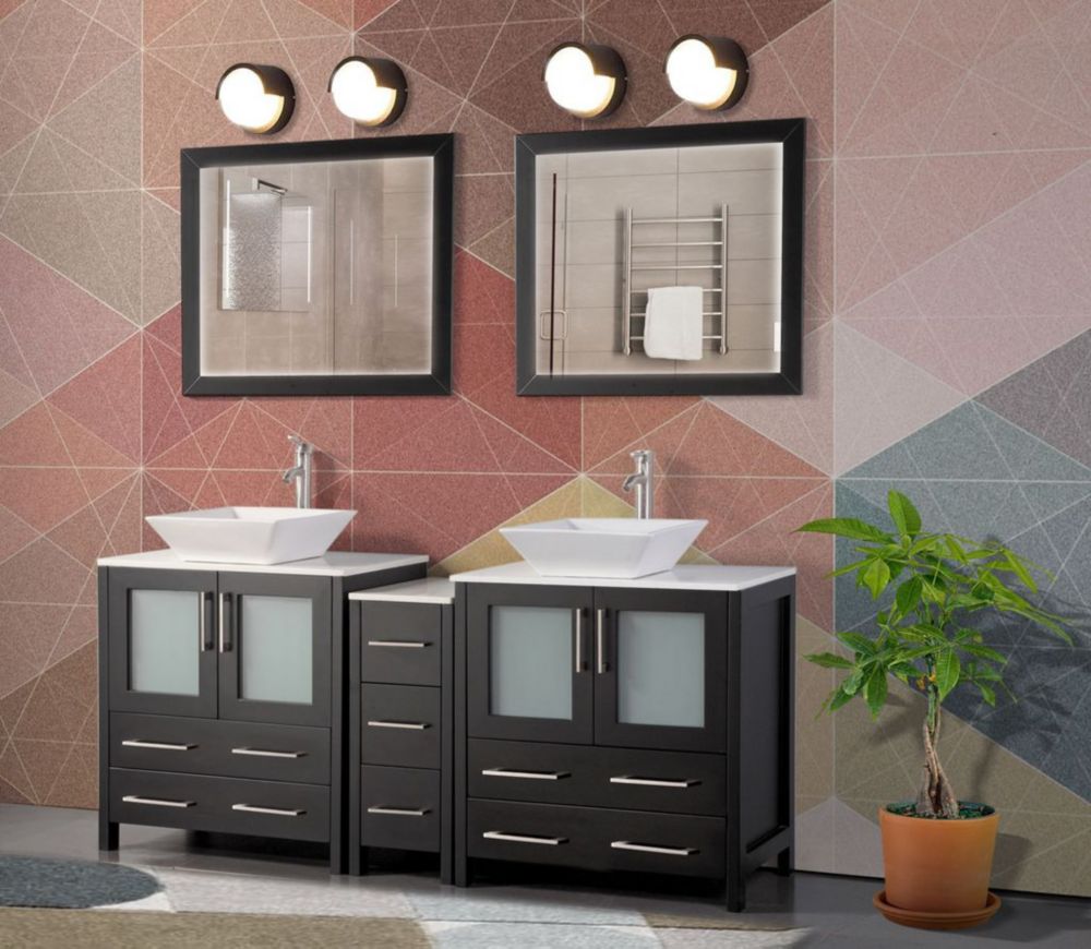 Vanity Art Ravenna 72 Inch Bathroom Vanity In Espresso With Double Basin Vanity Top In Whi 