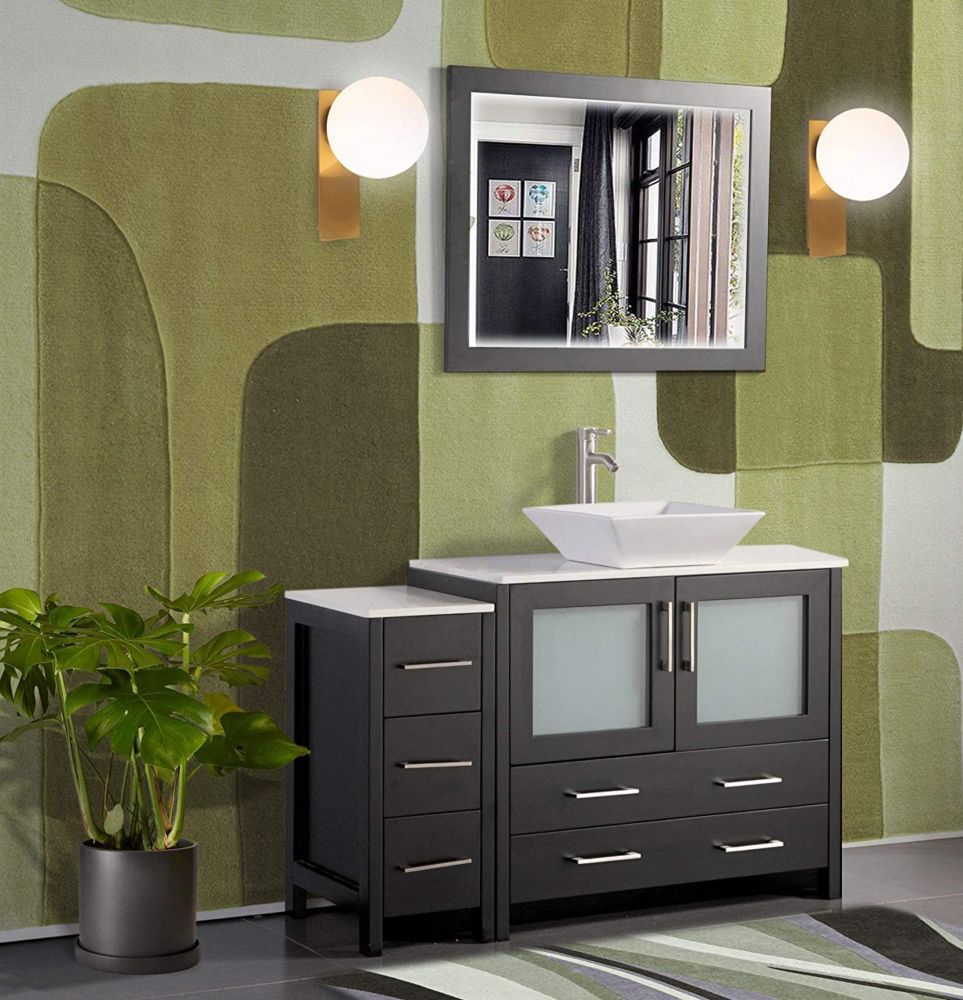Vanity Art Ravenna 48 inch Bathroom Vanity in Espresso with Single Basin Vanity Top in Whi Vanity Art Ravenna 48 inch Bathroom Vanity in Espresso with Single Basin Vanity Top in Whi