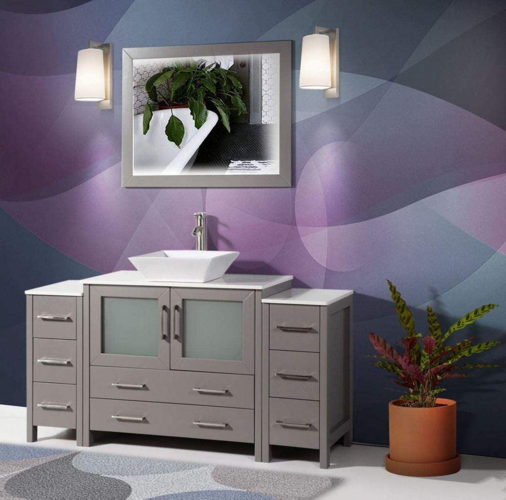 Vanity Art Ravenna 60 inch Bathroom Vanity in Grey with Single Basin