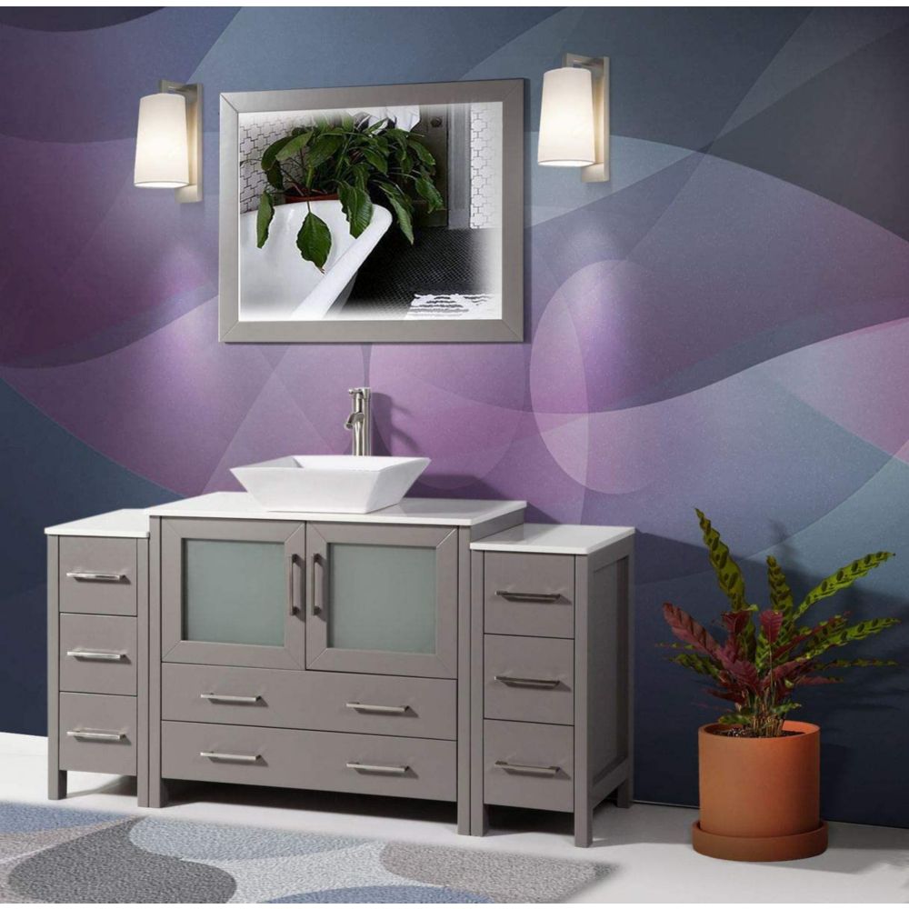 Vanity Art Ravenna 60 inch Bathroom Vanity in Grey with Single Basin ...