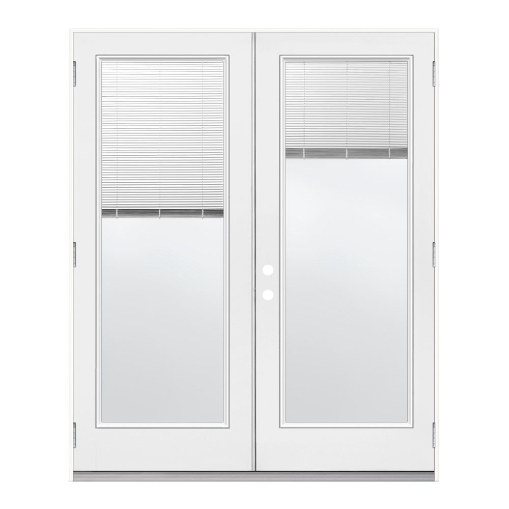 JELDWEN Windows & Doors 5 ft. French Door, Full Lite Mini Blind , LowE