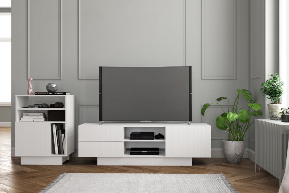 Nexera Marble 2 Piece 60 Inch Entertainment Set White The Home Nexera Marble 2 Piece 60 Inch Entertainment Set White