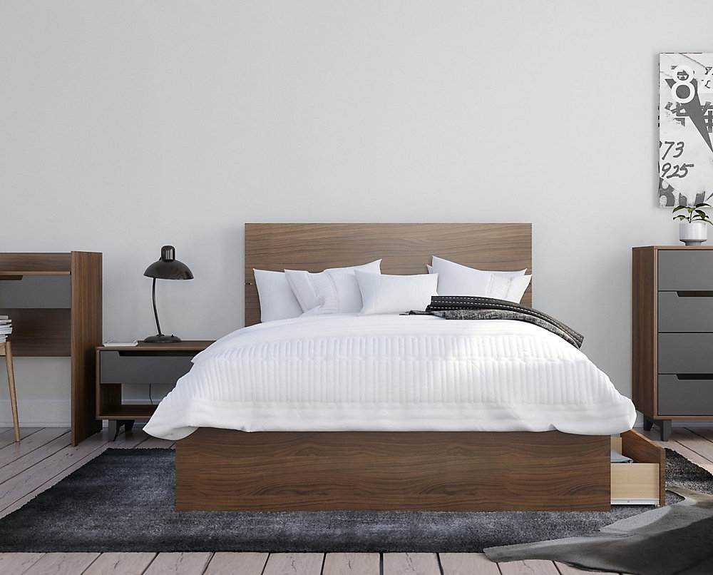 Mystik 3 Piece Full Bedroom Set Walnut And Charcoal