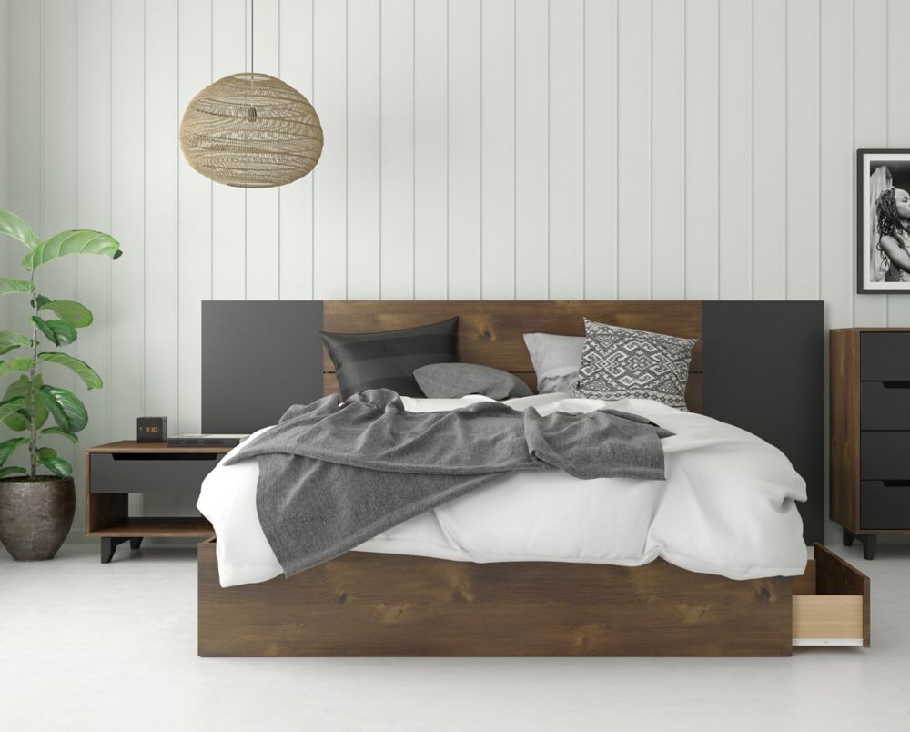 Nexera Oscuro 4 Piece Queen Bedroom Set Truffle And Black