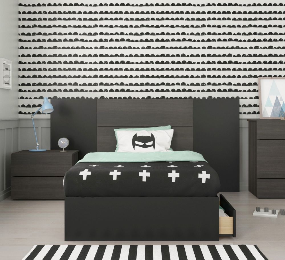 Nexera Evoque 4 Piece Twin Size Bedroom Set Ebony Black The Nexera Evoque 4 Piece Twin Size Bedroom Set Ebony Black