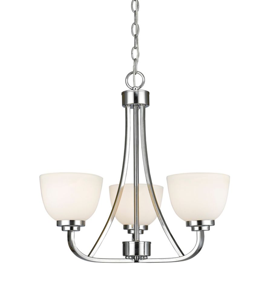 Filament Design 3Light Chrome Chandelier with Matte Opal Glass 20.5