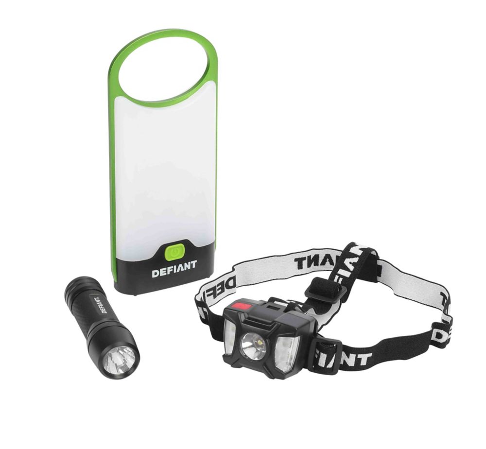Defiant 3Pack Led Lantern, Flashlight And Headlight Combo The Home