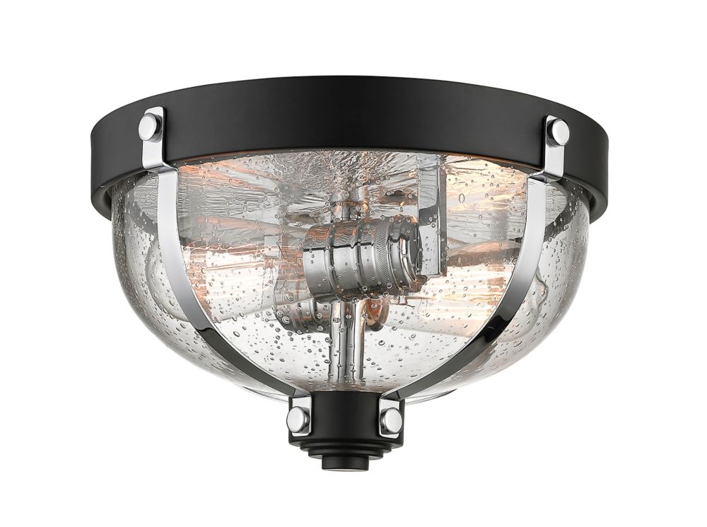 Filament Design 2-Light Matte Black and Chrome Flush Mount with Clear ...