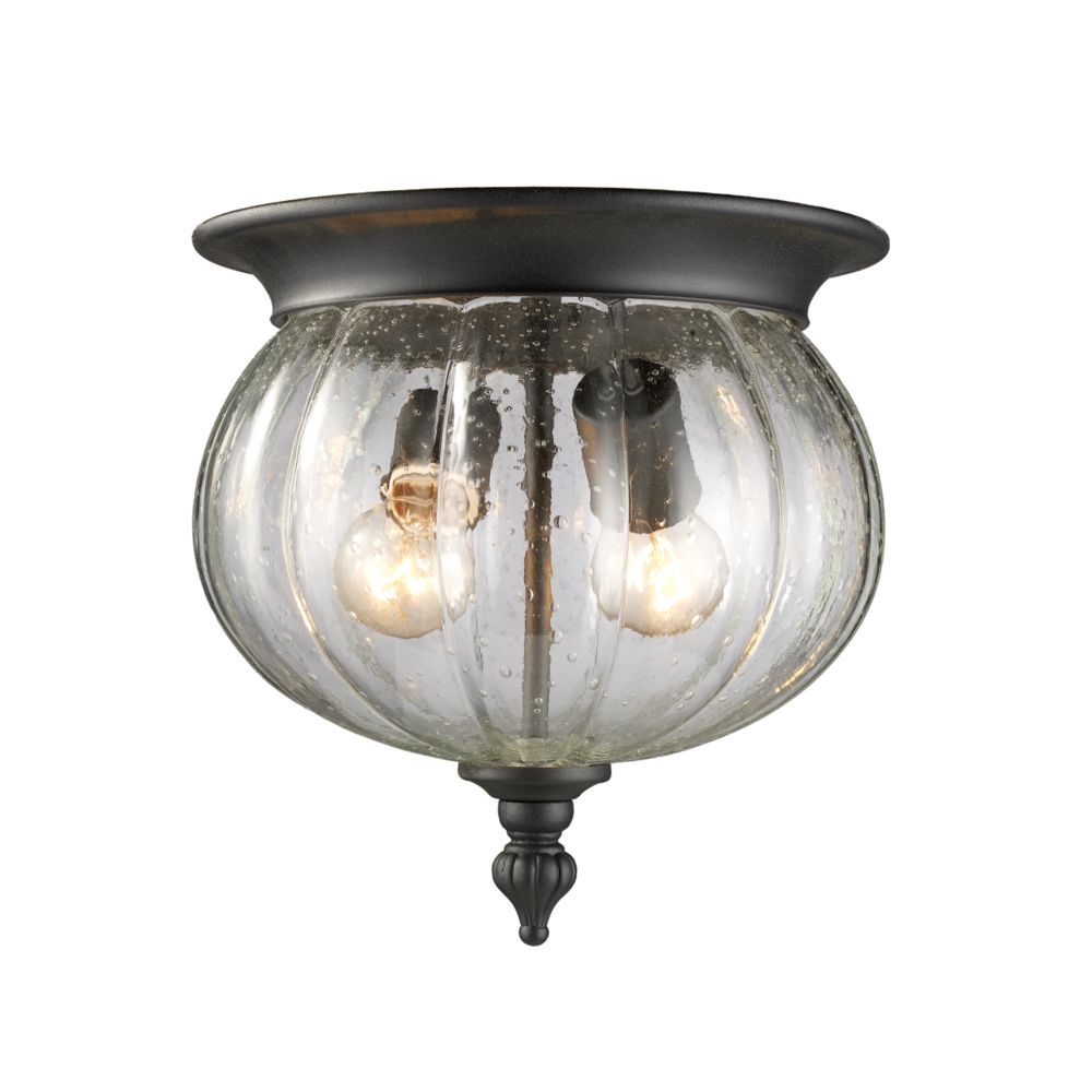 Filament Design 2-Light Black Outdoor Flush Ceiling Mount Fixture with