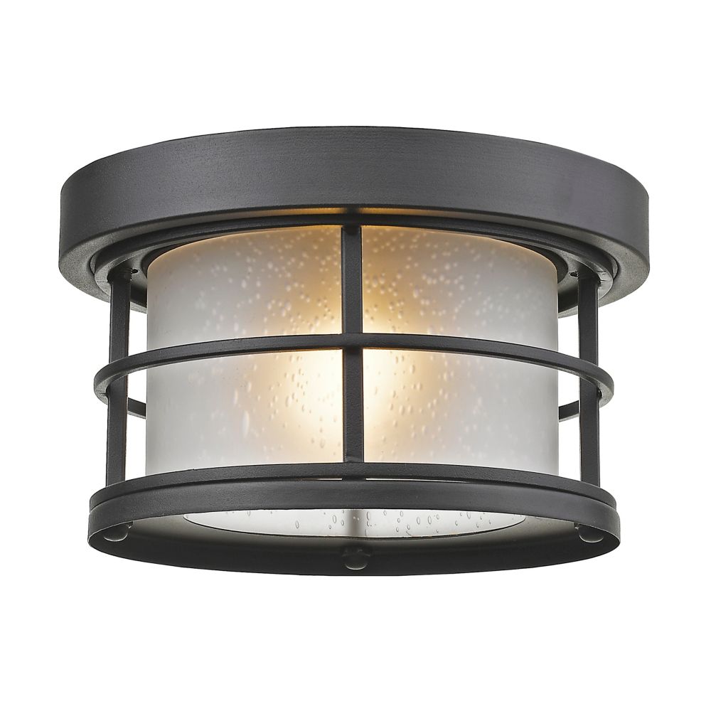Filament Design 1-Light Black Outdoor Flush Ceiling Mount Fixture with