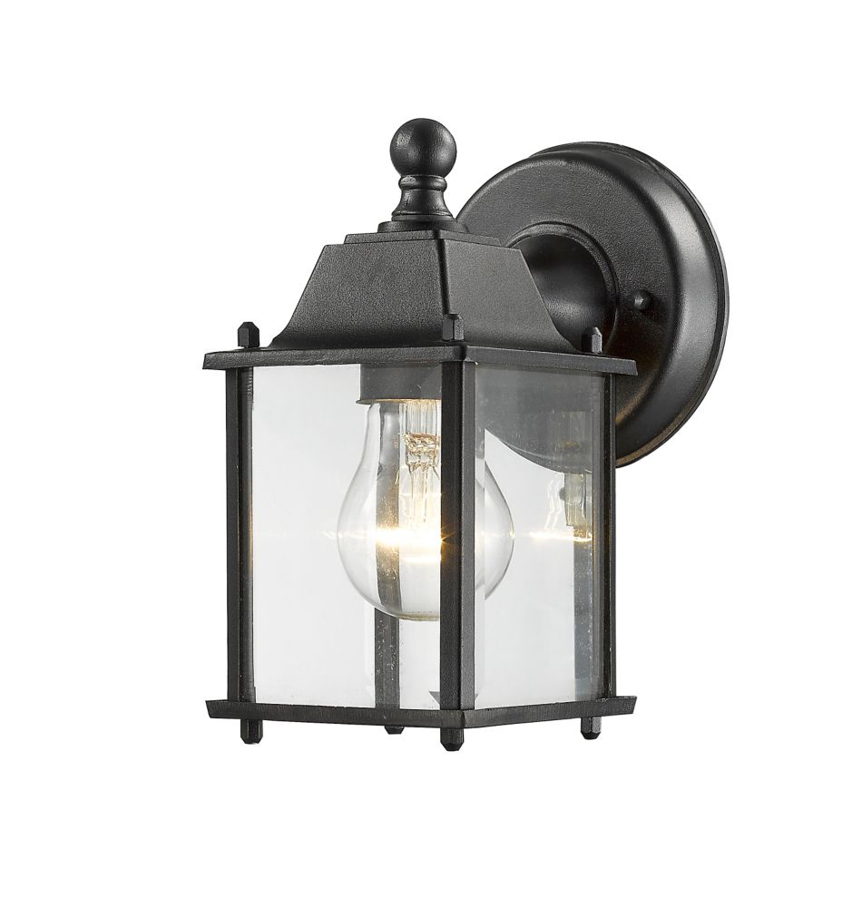 Filament Design 1Light Black Outdoor Wall Sconce with Clear Beveled Glass 4.375 inch The