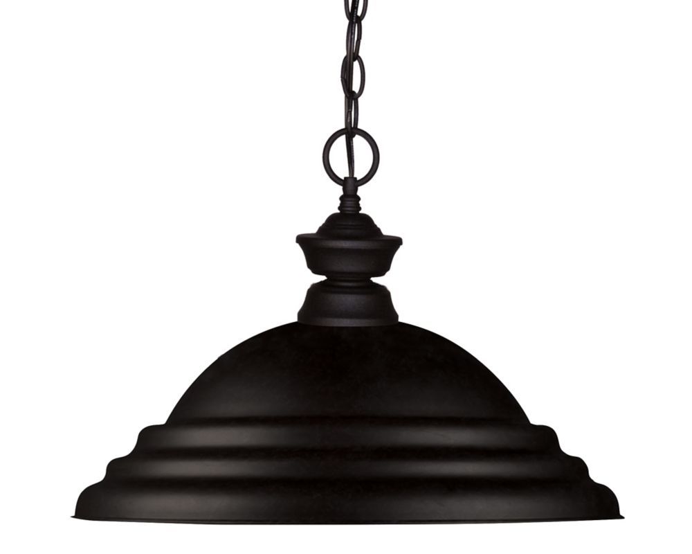 Filament Design Light Matte Black Pendant with Matte Black Steel Shade