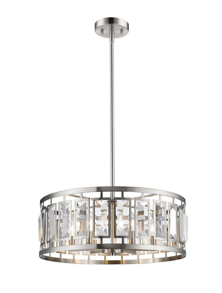 Filament Design 6Light Brushed Nickel Pendant with Clear Crystal