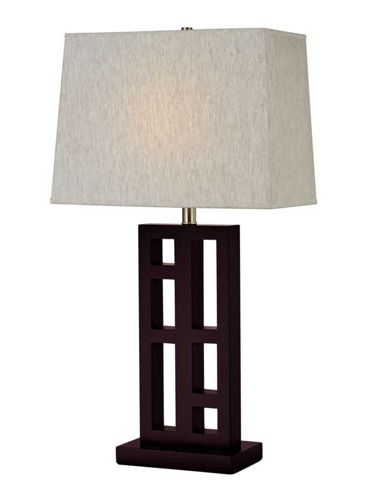Filament Design 1Light Mahogany Table Lamp with Flax Linen Fabric Shade 17 inch The Home