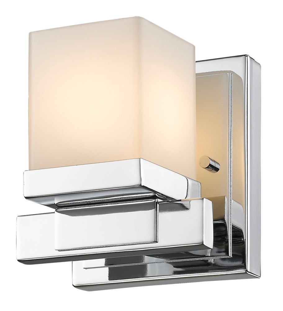 Filament Design 1Light Chrome Wall Sconce with Matte Opal Glass 4.4