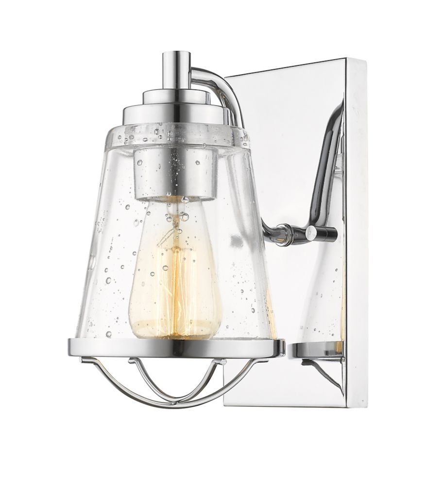Filament Design 1Light Chrome Wall Sconce with Clear Seedy Glass 7.625 inch The Home Depot