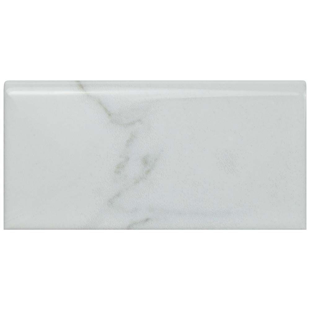 Merola Tile Classico Carrara Glossy Bullnose 3inch x 6inch Ceramic