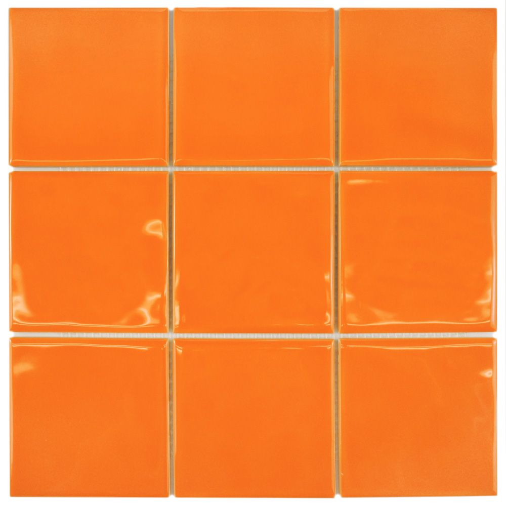 Merola Tile Twist Square Orange Sunset 37/8inch x 37/8inch Ceramic