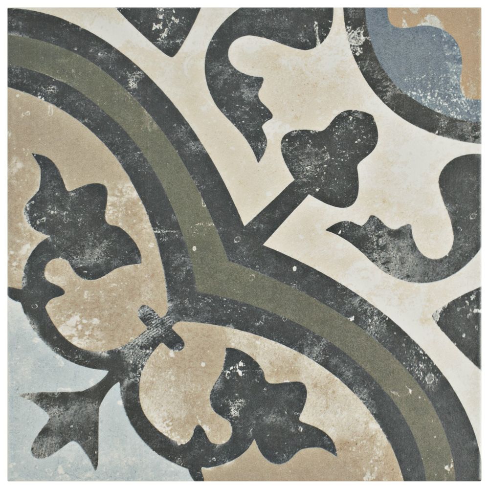 Evoque Carthusian Encaustic 9-3/4-inch x 9-3/4-inch Porcelain Floor and Wall Tile (11.11 sq. ft. / case)